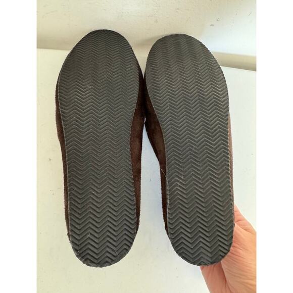 EUC Polo Ralph Lauren Dezi With Gold Polo Pony Brown Men's Fleece slippers SZ 11 - Picture 8 of 8